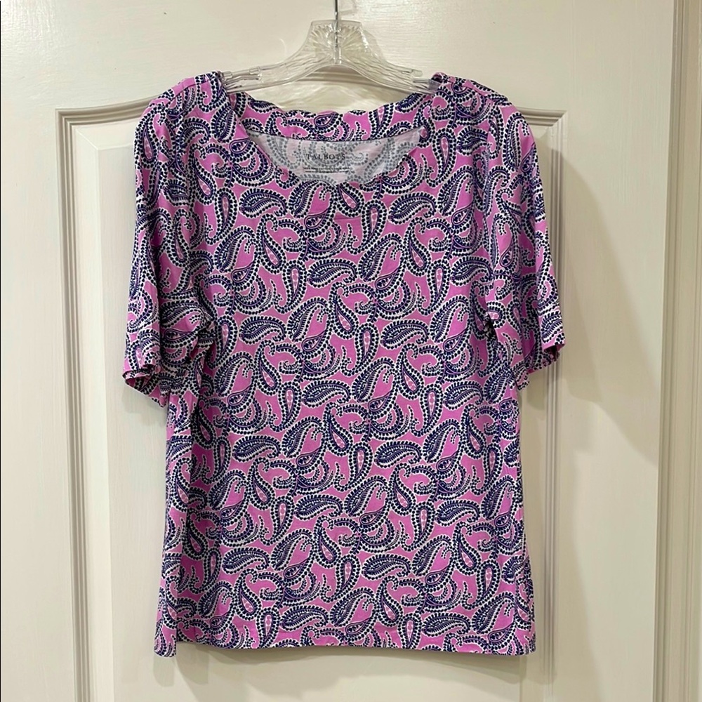Talbots Scalloped Neck T shirt